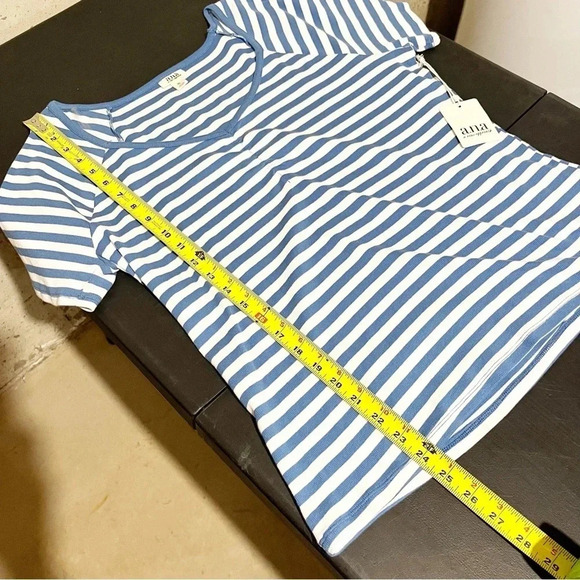 Ana Shirt Womens XL Blue White Sarah Striped Top Blouse Sweetheart Ladies Knit - Picture 8 of 8
